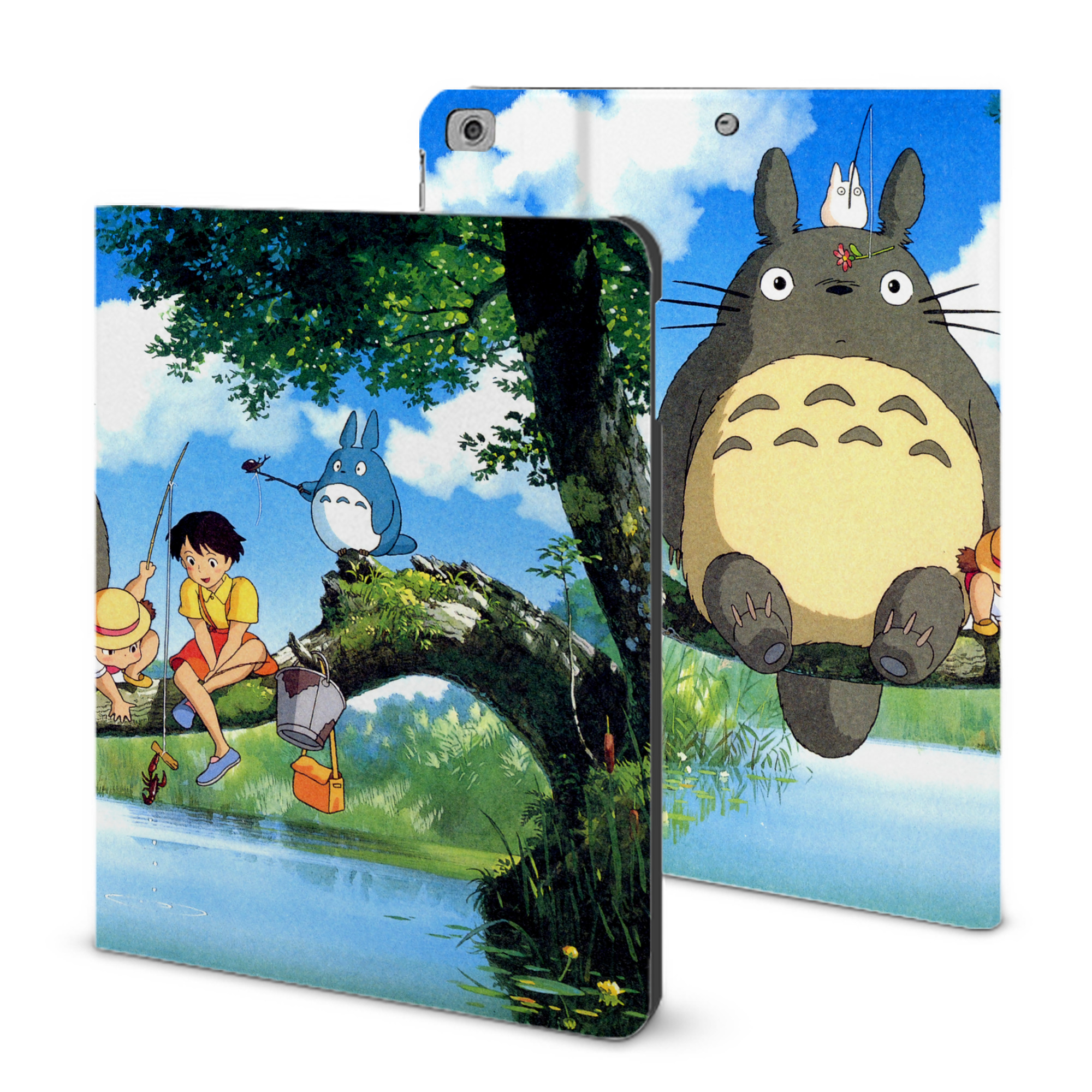 （画像用） となりのトトロ 草壁メイ 草壁サツキ My Neighbor Totoro Satsuki Kusakabe Mei Kusakabe IPad ケース ブック型 PUレザー TPU 耐衝撃 軽量 薄型 ペン収納なし 全面保護 IPad 各モデル対応